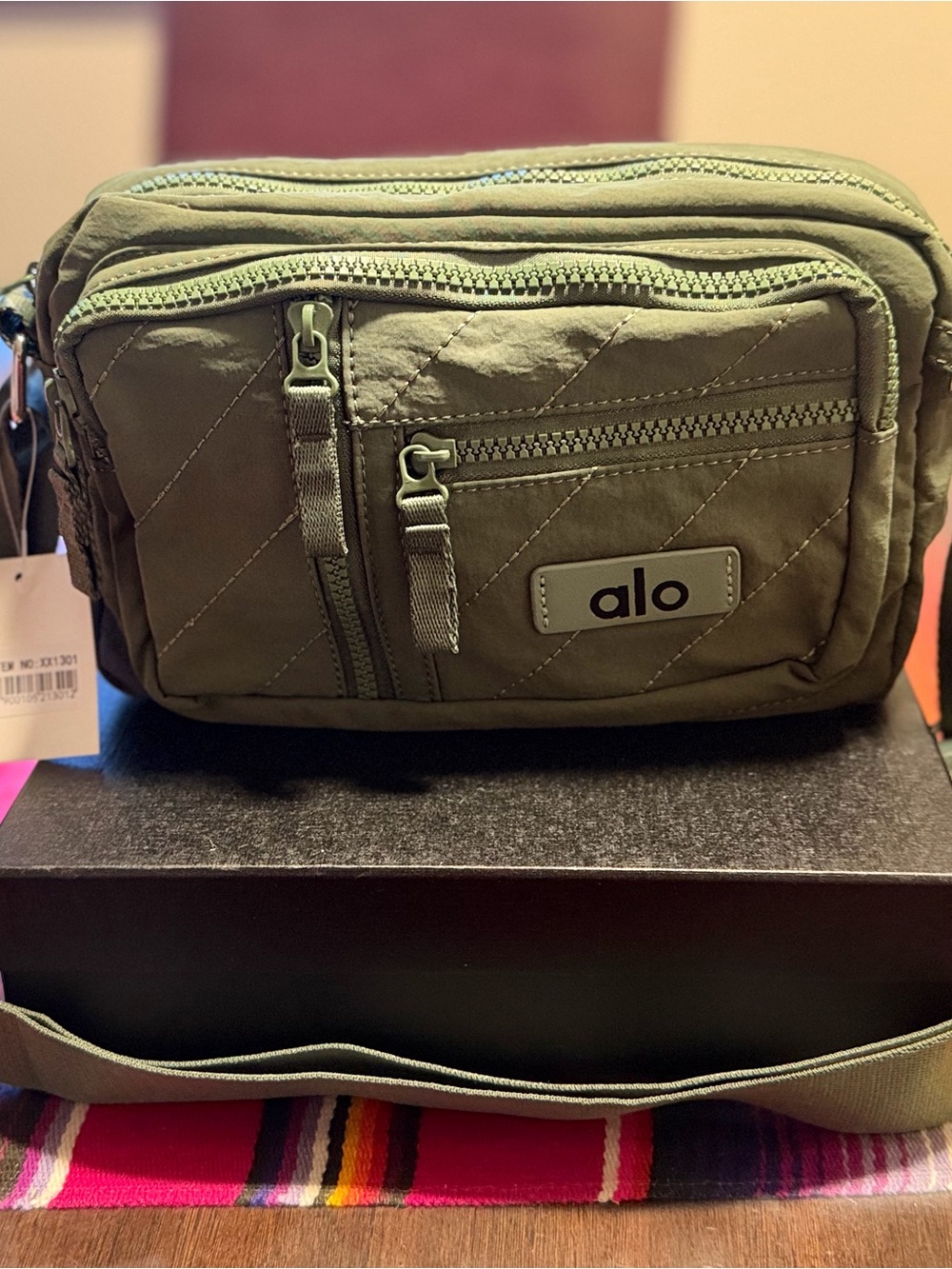 ALO Yoga Olive Green Quilted Crossbody Bag